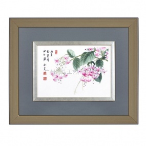 廣繡《寸寸垂英倚日斜》49x41cm